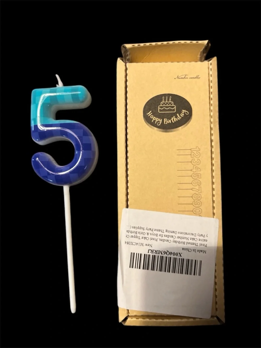 Number 5 Birthday Candle - Blue Gradient Party Candle G